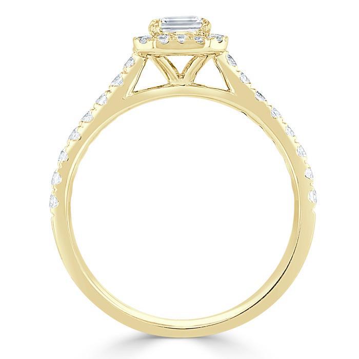 Luxurious Gold Halo Engagement Ring - 10KT, 14KT, 18KT Options