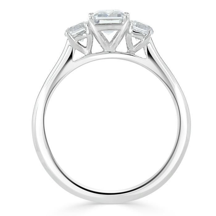 0.75 CT Emerald Cut Three Stone Moissanite Engagement Ring