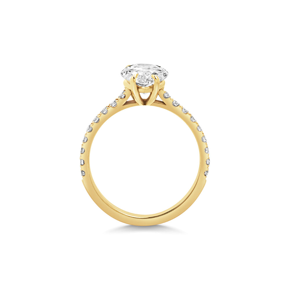 2 ct Pear F- VS1 Diamond Pave Engagement Ring