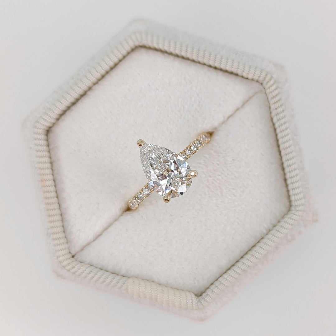 1.27ct Pear F- VVS2 Diamond Pave Engagement Ring
