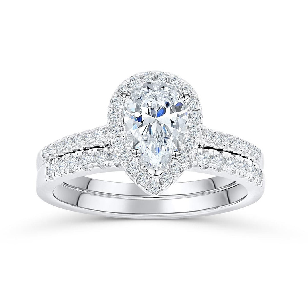 1.33 CT Pear Cut Halo Moissanite Engagement Ring