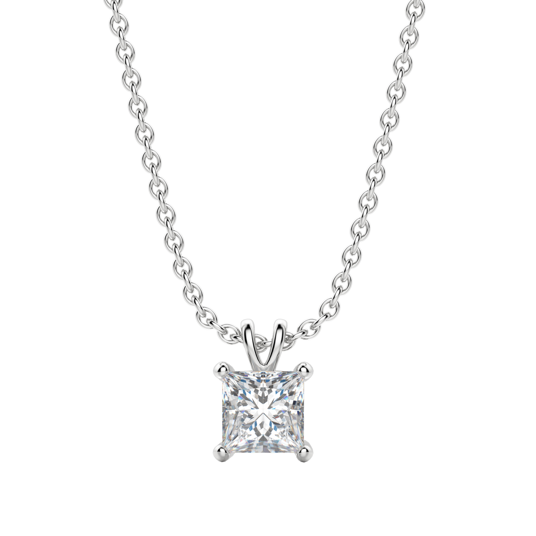0.25 CT- 1.0 CT Princess Solitaire F/VS Lab Grown Diamond Necklace