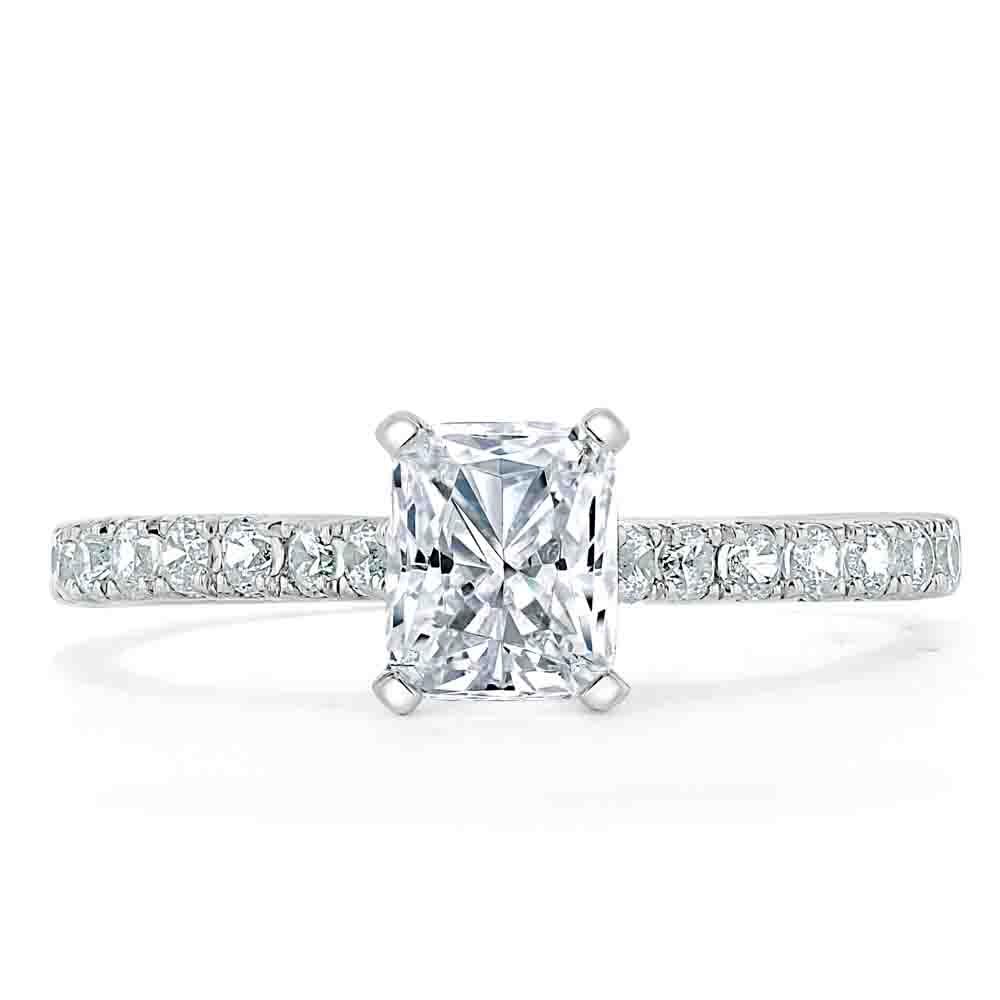 0.75 CT Radiant Cut Solitaire Pave Setting Engagement Ring
