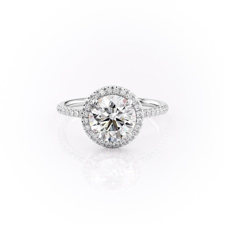 1.90 CT Round Cut Halo Pave Setting Moissanite Engagement Ring