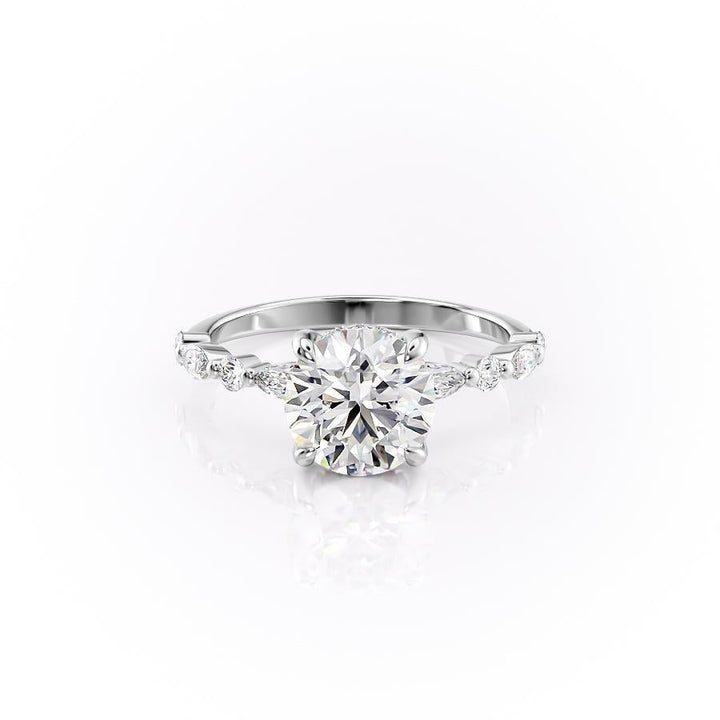 1.60 CT Round Cut Solitaire Pave Setting Moissanite Engagement Ring