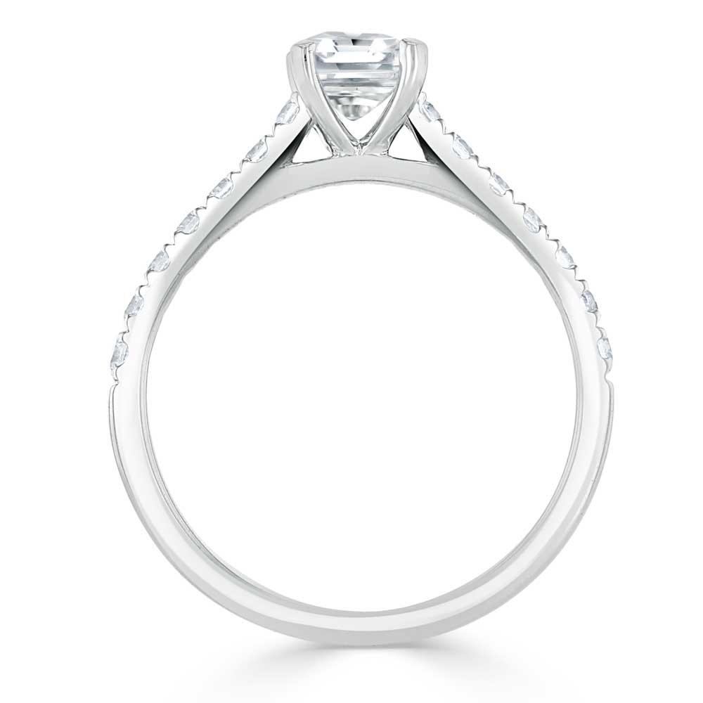 0.75 CT Radiant Cut Solitaire Pave Setting Engagement Ring