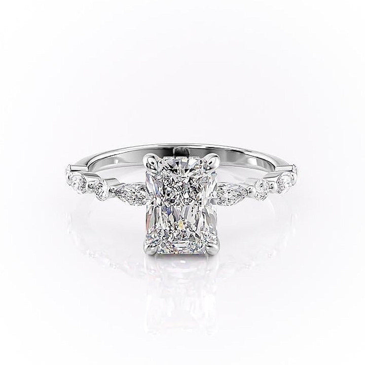 2.1 CT Radiant Cut Solitaire Pave Setting Moissanite Engagement Ring