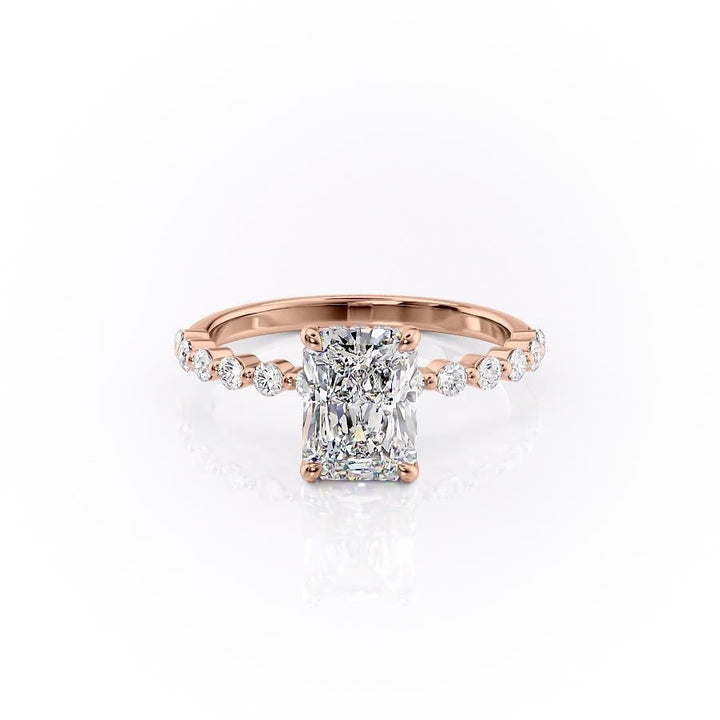 2.10 CT Radiant Solitaire Pave Setting Moissanite Engagement Ring