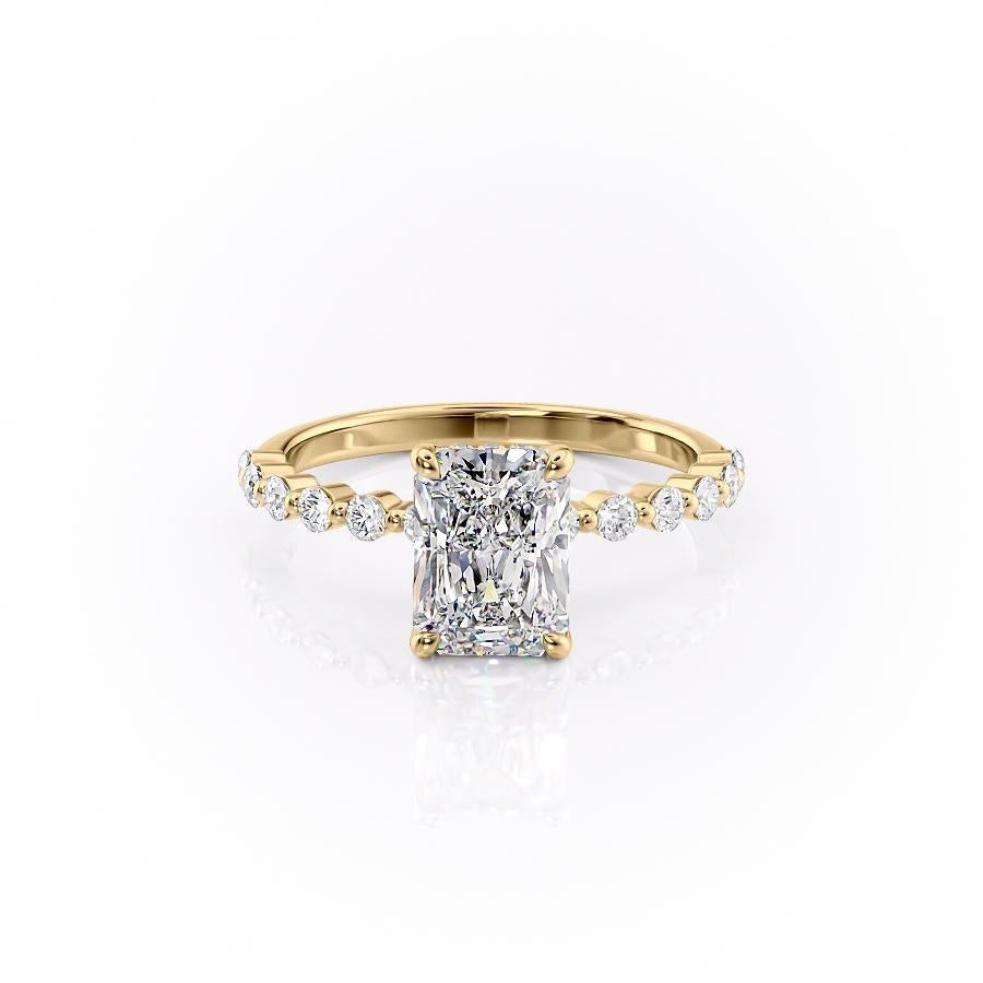 2.10 CT Radiant Solitaire Pave Setting Moissanite Engagement Ring