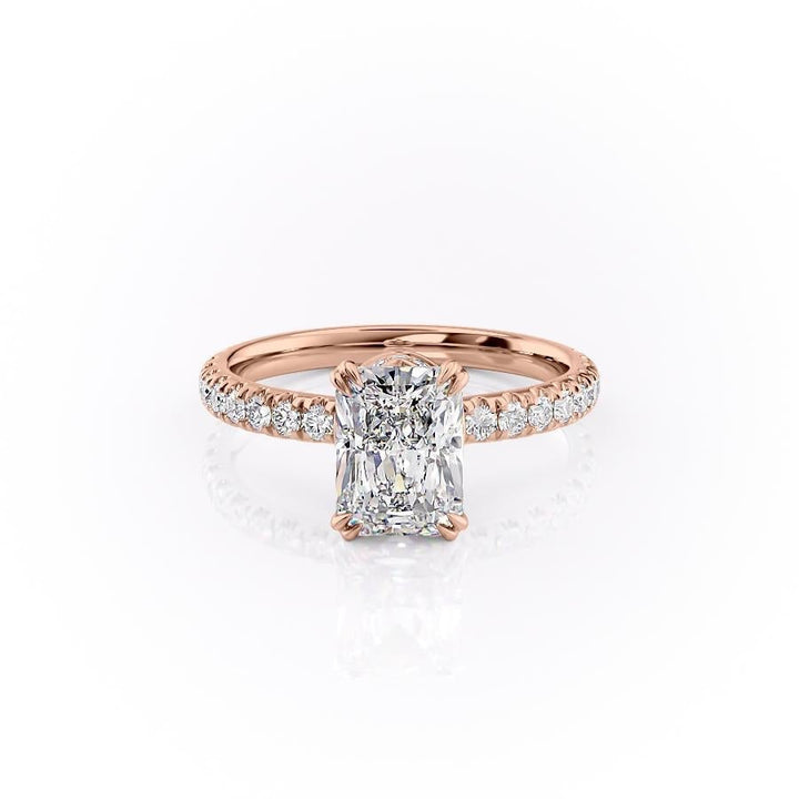 2.0 CT Radiant Cut Solitaire Pave Setting Moissanite Engagement Ring