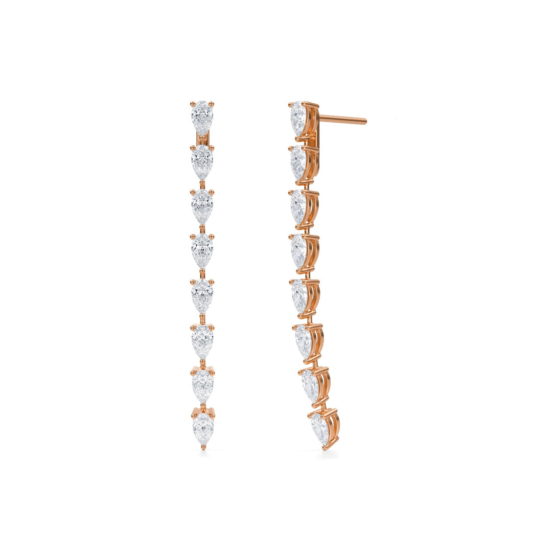 Boucles d'oreilles pendantes en diamants de laboratoire 8 poires