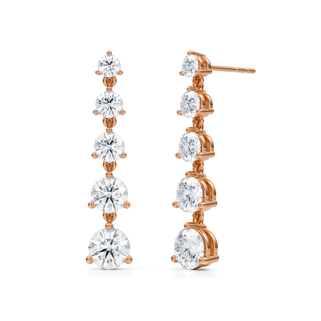 5 Graduated Round Lab Grown Diamond Dangle Earrings - Medium