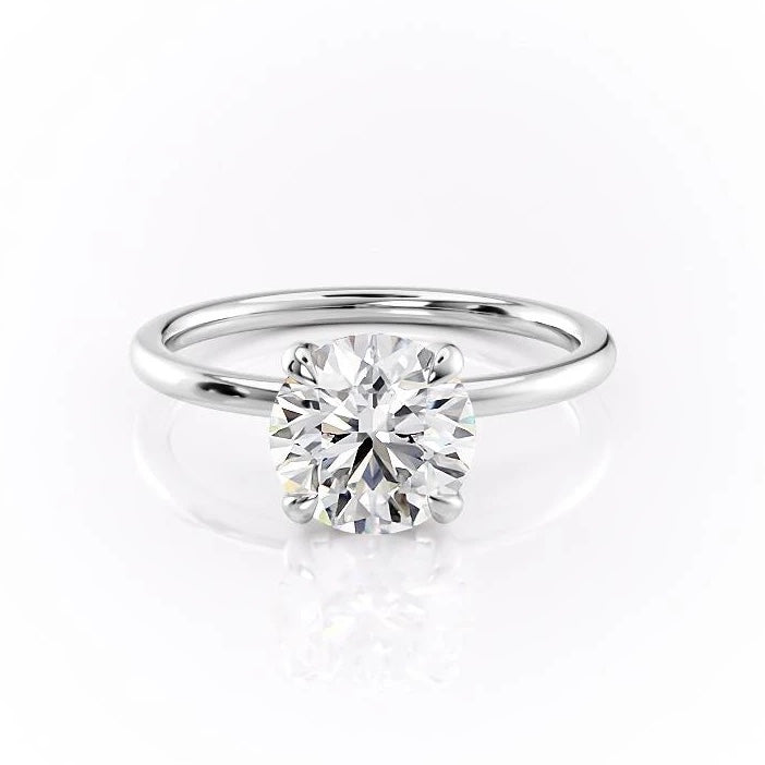1.90 CT Round Cut Solitaire Hidden Halo Setting Moissanite Engagement Ring