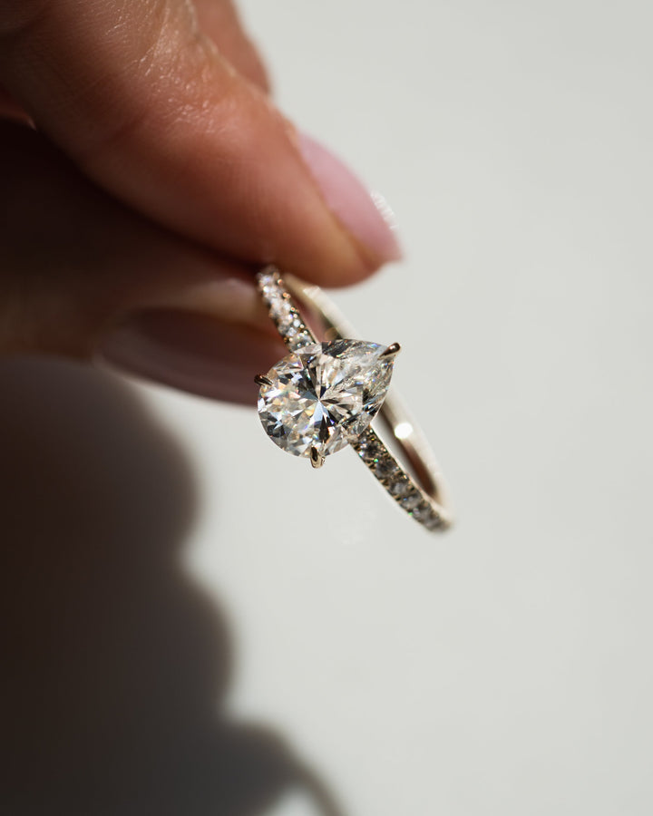 1.93 CT Pear Hidden Halo Pave Moissanite Engagement Ring