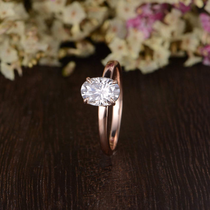 0.75 CT Oval Solitaire Moissanite Engagement Ring