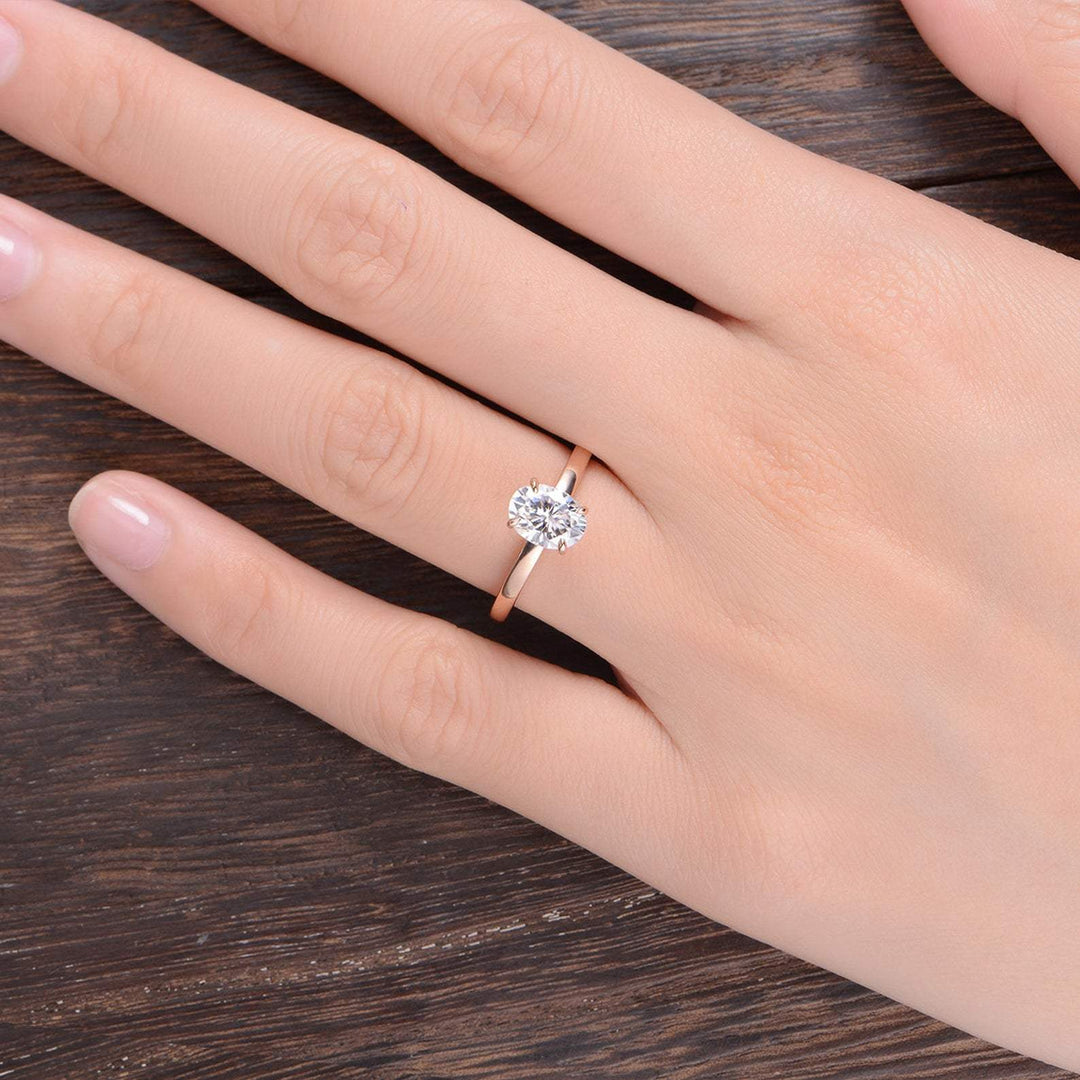 0.75 CT Oval Solitaire Moissanite Engagement Ring