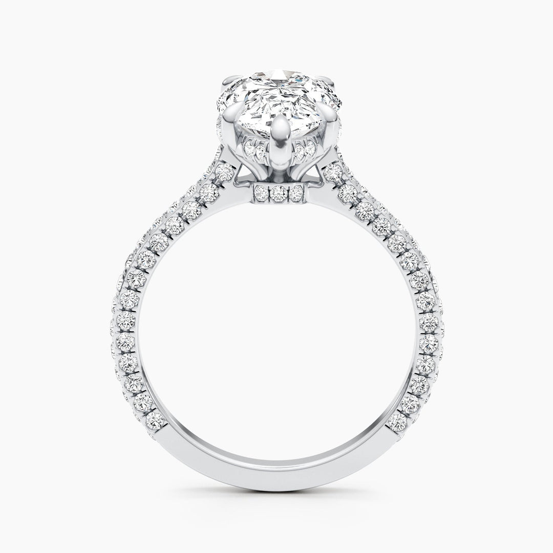 IGI Certified 2.51ct Pear F- VS Lab Grown Diamond Engagement Ring with Hidden Halo & Pave Setting in 14K or 18K Solid Gold