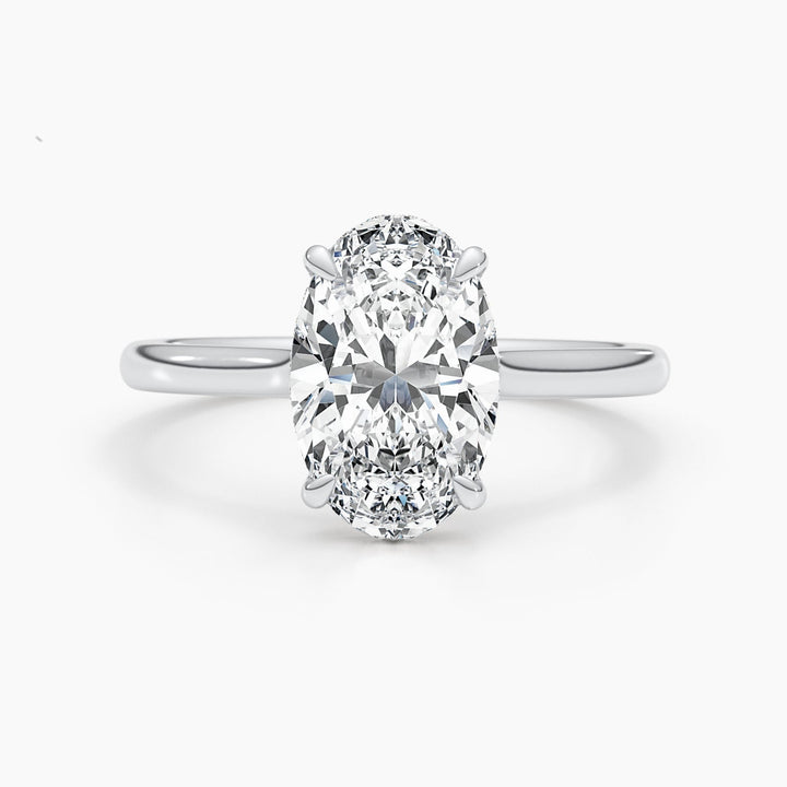 2.5ct Oval G- VS  Diamond Engagement Ring With Hidden Halo Setting