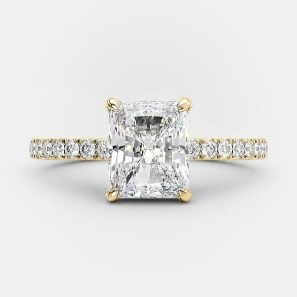 1.67 CT Radiant Hidden Halo & Pave Moissanite Engagement Ring