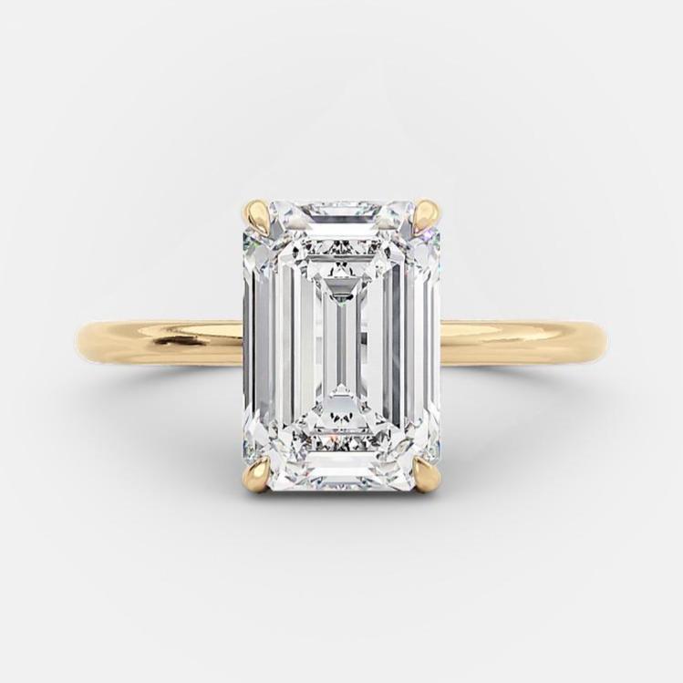 1.6 CT Emerald Cut Solitaire Style Moissanite Engagement Ring