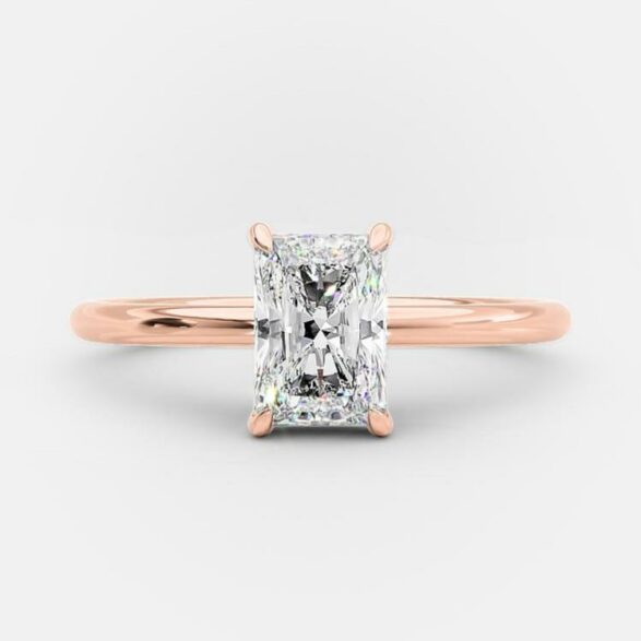 1.04 CT Radiant Cut Solitaire Style Moissanite Engagement Ring