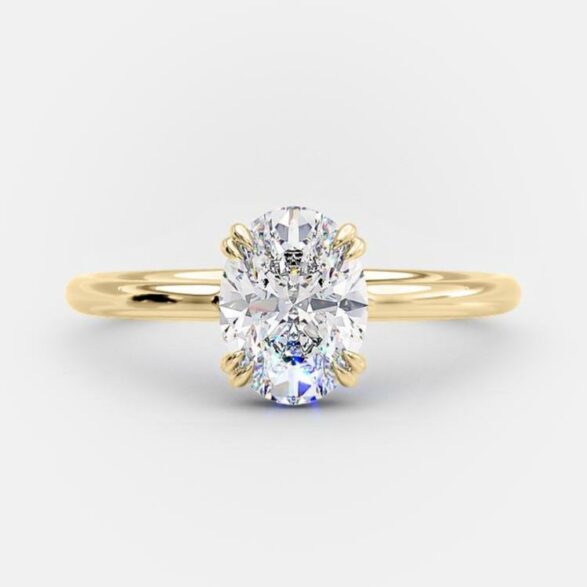1.33 CT Oval Solitaire Hidden Halo Style Moissanite Engagement Ring