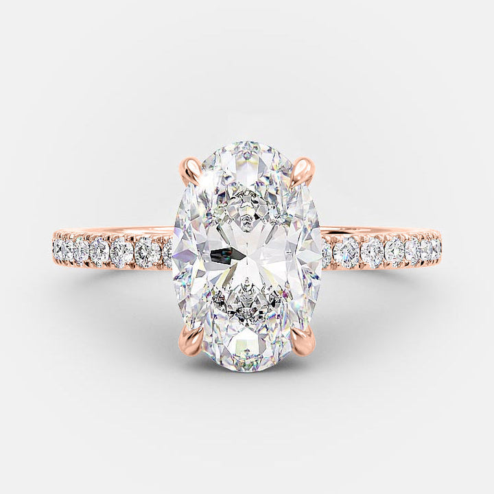4.0 CT Oval Cut Solitaire & Pave Moissanite Engagement Ring