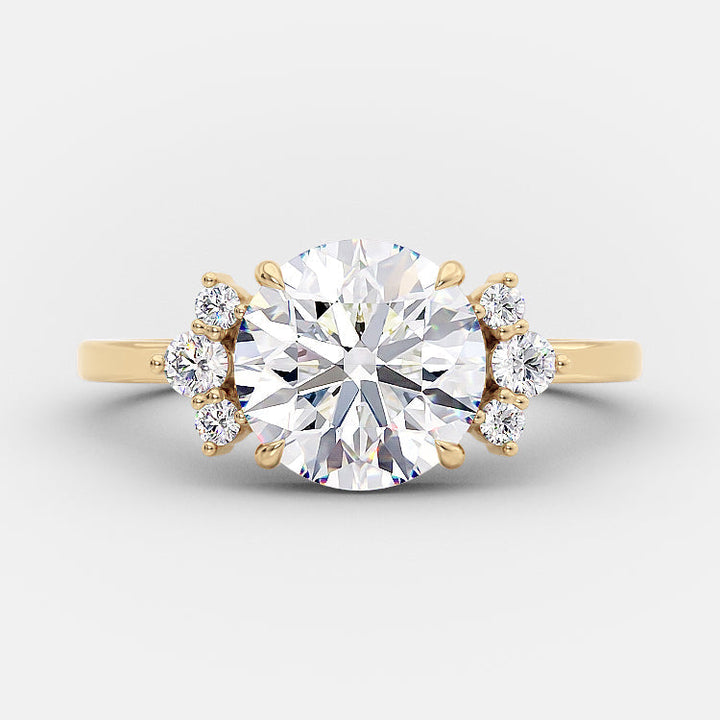 2.0 CT Round Cluster Style Moissanite Engagement Ring