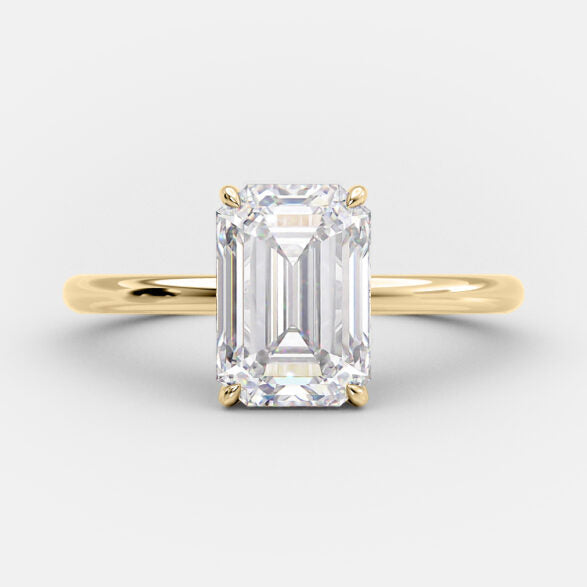 3.17  CT Emerald Cut Solitaire Style Moissanite Engagement Ring