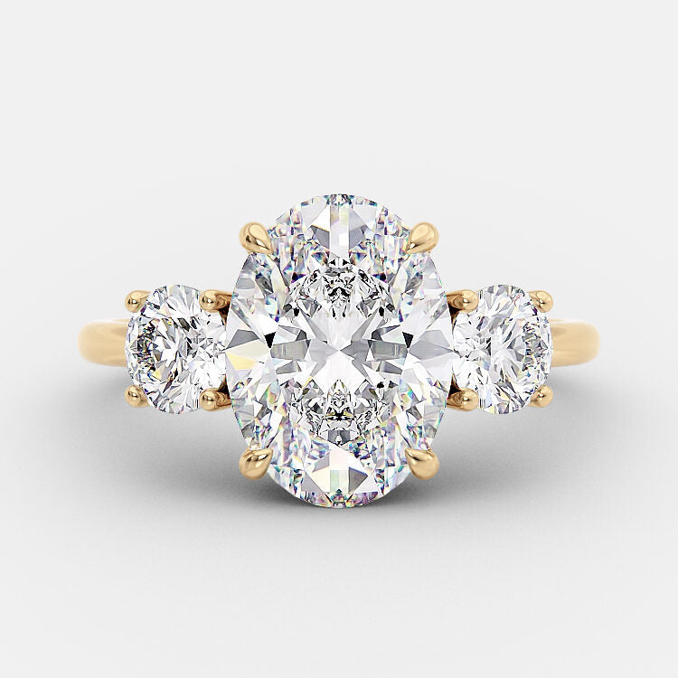2.1 CT Oval Three Stone Moissanite Engagement Ring