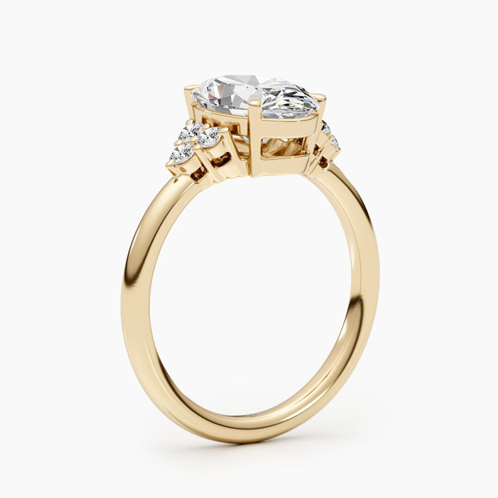 Exquisite 2.42ct oval G- VS lab grown diamond engagement ring with elegant pave setting, IGI certified, available in 14K and 18K solid gold