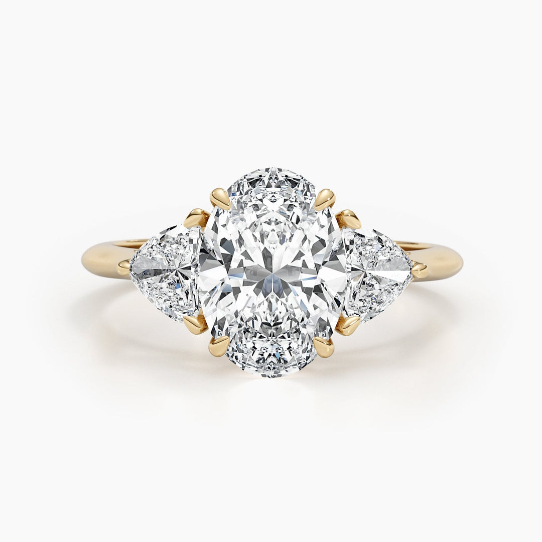 2.7ct Oval F- VS 3 Stones Diamond Engagement Ring