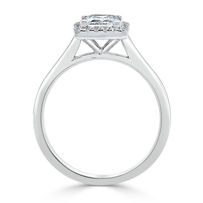 1.0 CT Princess Cut Halo Moissanite Engagement Ring