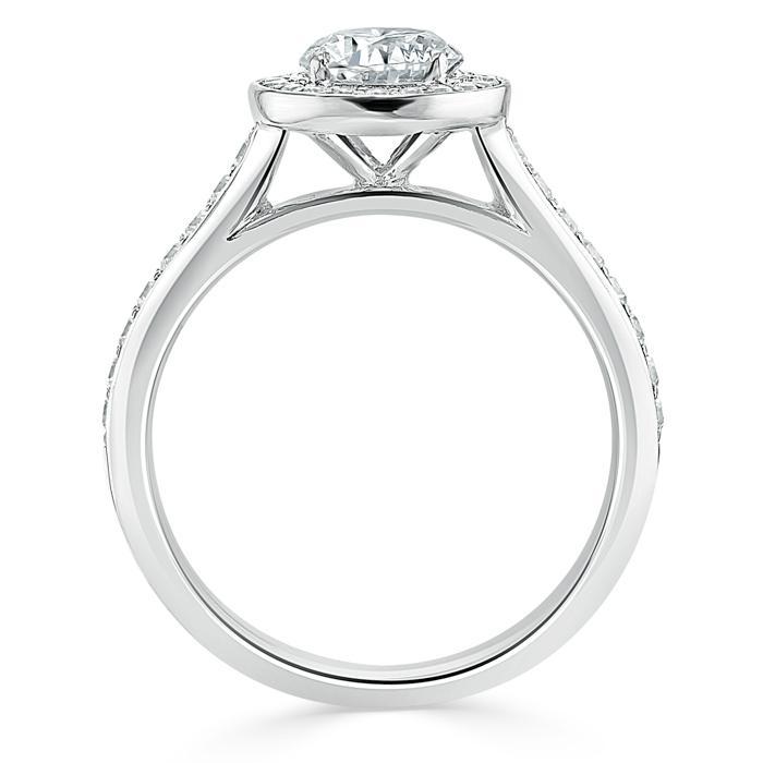 0.75 CT Round Cut Halo Pave Moissanite Engagement Ring