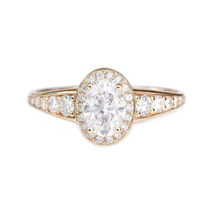 0.84ct Oval F- VS1 Diamond Halo & Pave Engagement Ring