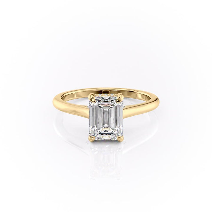 1.91 CT Emerald Cut Solitaire Hidden Halo Setting Moissanite Engagement Ring