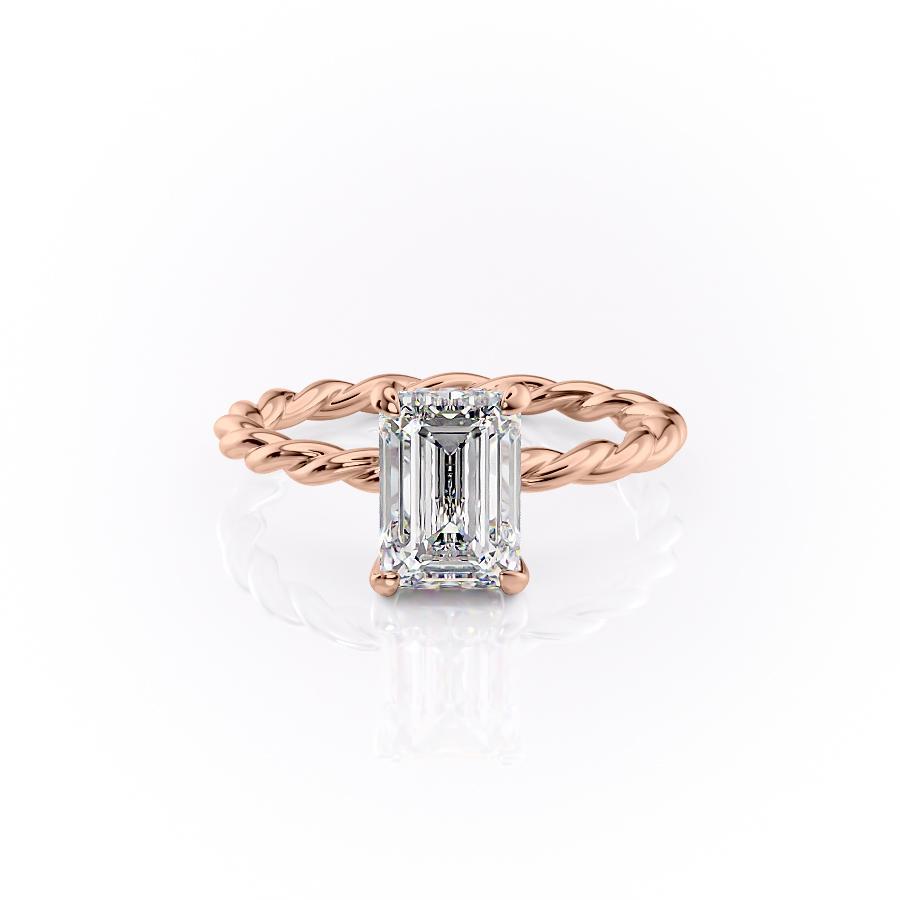2.10 CT Emerald Cut Solitaire Twisted Rope Moissanite Engagement Ring