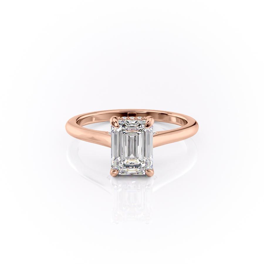 1.91 CT Emerald Cut Solitaire Hidden Halo Setting Moissanite Engagement Ring