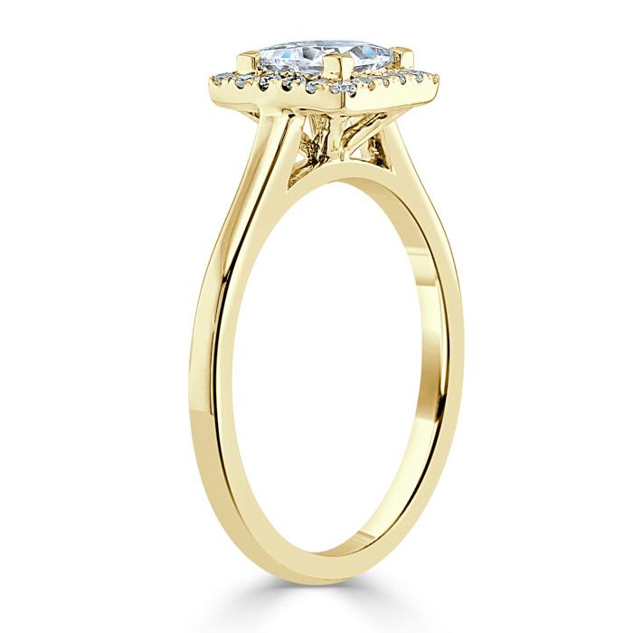 1.0 CT Princess Cut Halo Moissanite Engagement Ring