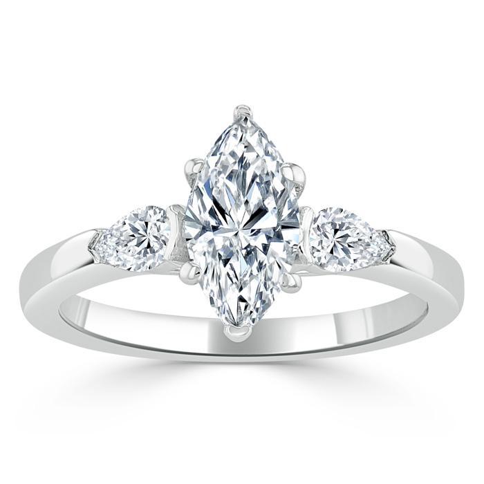 0.75 CT Marquise Cut Three Stone Moissanite Engagement Ring