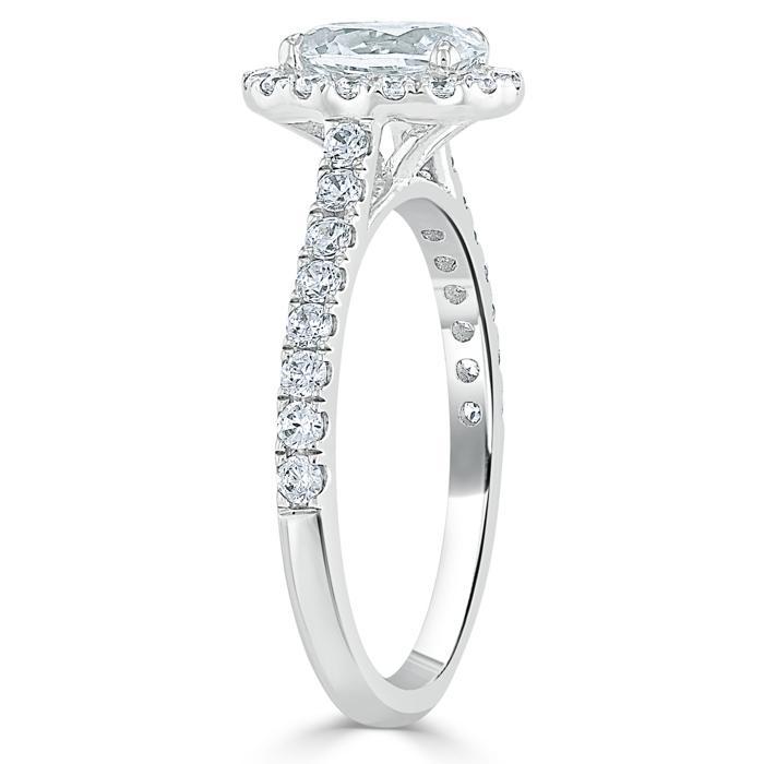 0.94 CT Oval Cut Halo Moissanite Engagement Ring With Pave Setting