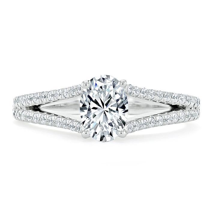 0.75 CT  Oval Cut Solitaire Split Shank Style Moissanite Engagement Ring