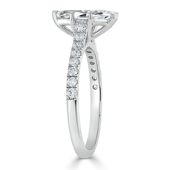 1.0 CT Marquise Cut Solitaire Pave Moissanite Engagement Ring
