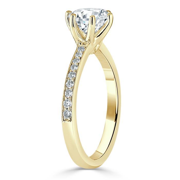 0.75 CT Round Cut Solitaire Moissanite Engagement Ring With Channel Setting