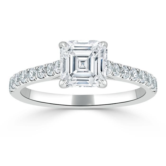 Close-up of Asscher Cut Moissanite - Captivating Centerpiece of the Solitaire Ring