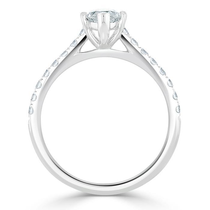 1.0 CT Marquise Cut Solitaire Pave Moissanite Engagement Ring
