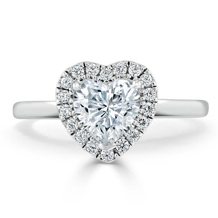 1.0 CT Heart Cut Moissanite Engagement Ring - Front View
