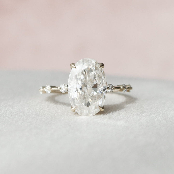 3.5 CT Oval Pave Moissanite Engagement Ring