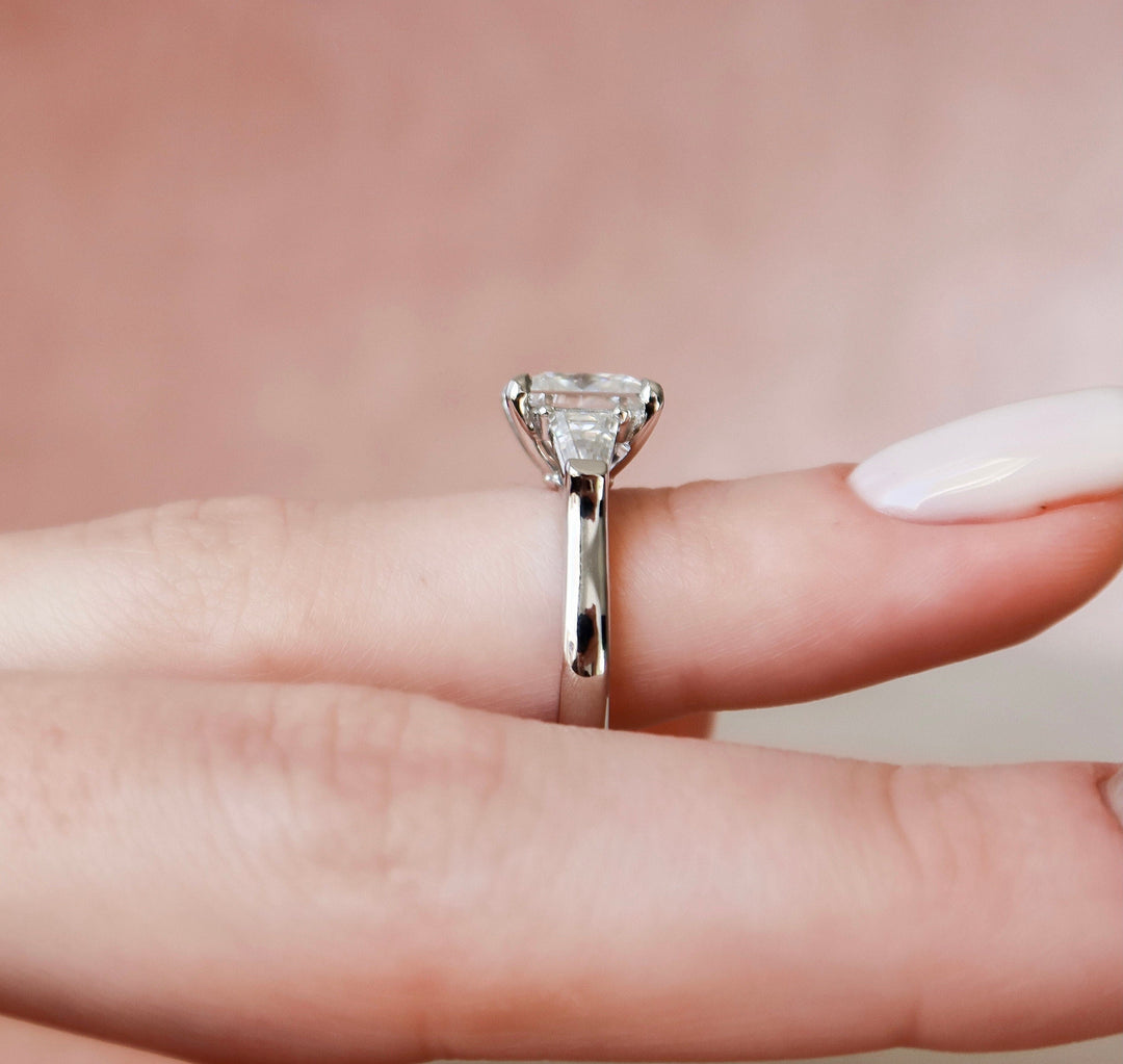 3.0 CT Princess Cut Three Stone Moissanite Engagement Ring