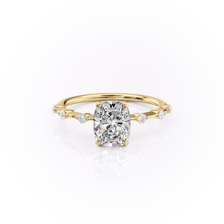 2.0 CT Cushion Dainty Pave Moissanite Engagement Ring